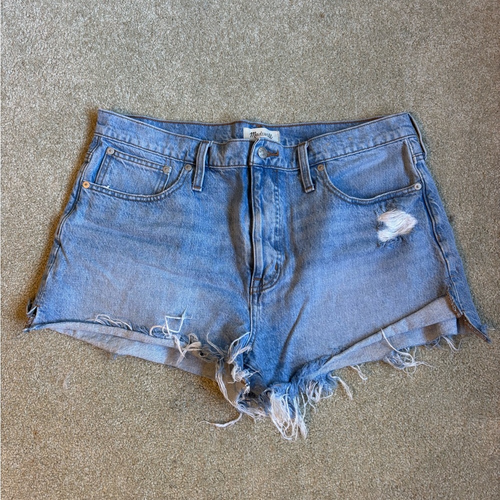 Madewell Light Blue Distressed Jean Shorts
